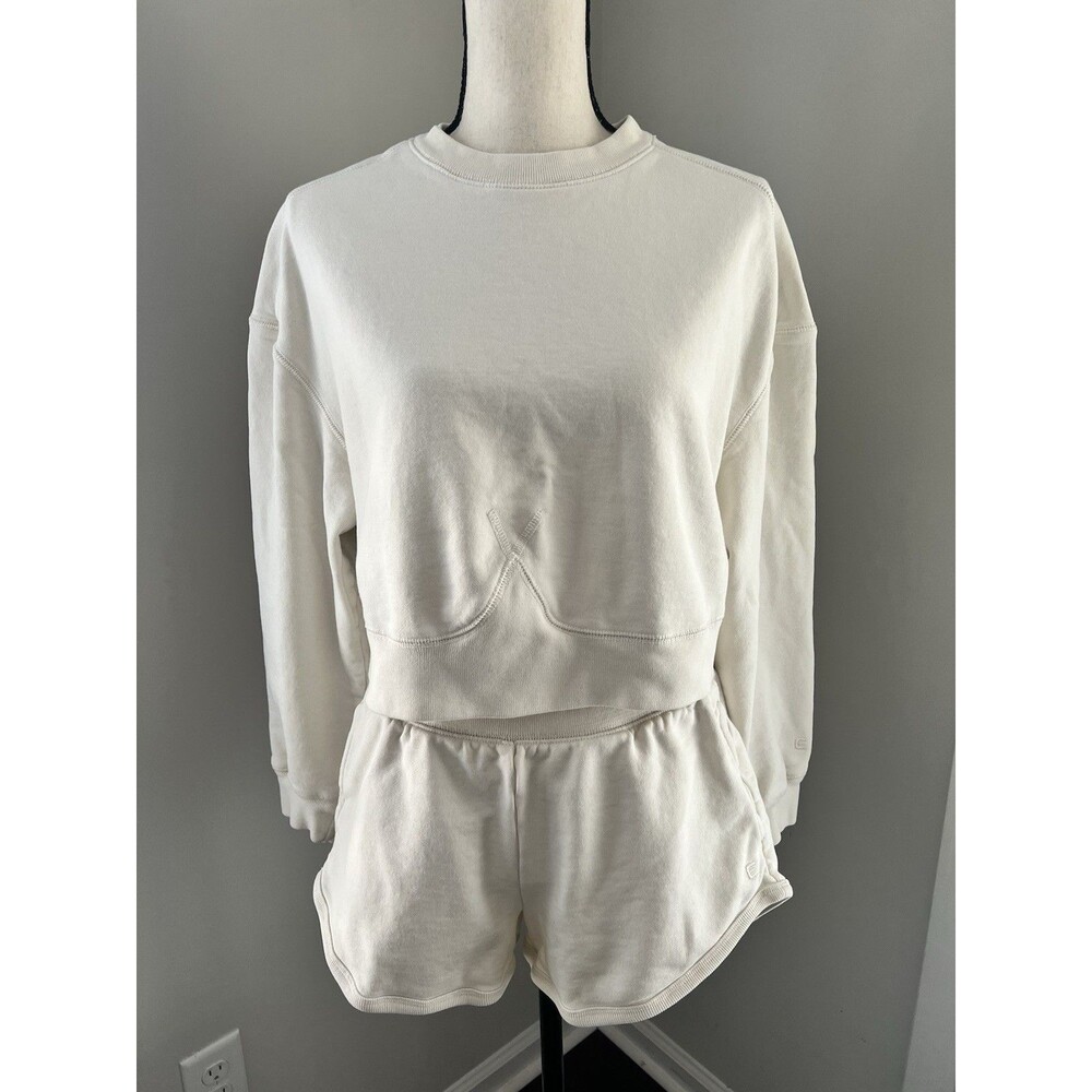 Everlane Ivory Cropped Sweatshirt & Short Set Size Medium